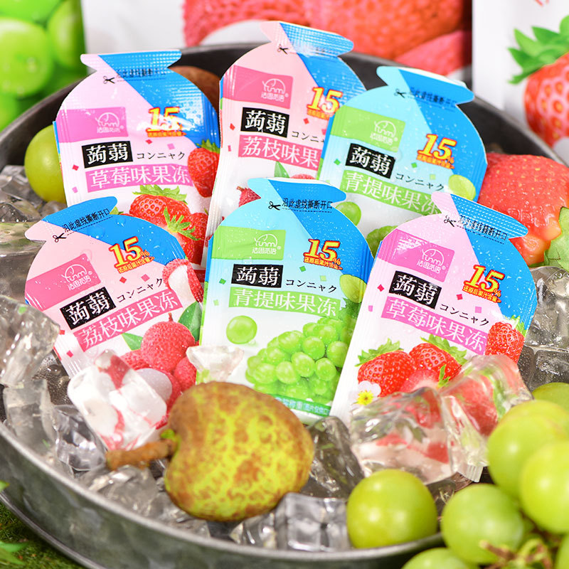 Fasimiyu jelly strawberry litchi green flavor snack absorbent jelly 160g (about 13 pieces)