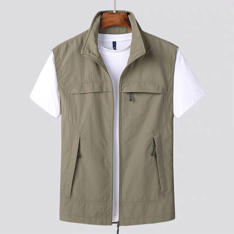 Autumn and Winter New Men's Coat Casual Vest Solid Color Simple Slim-fit Stand Collar Vest Comfortable Large Size Spot