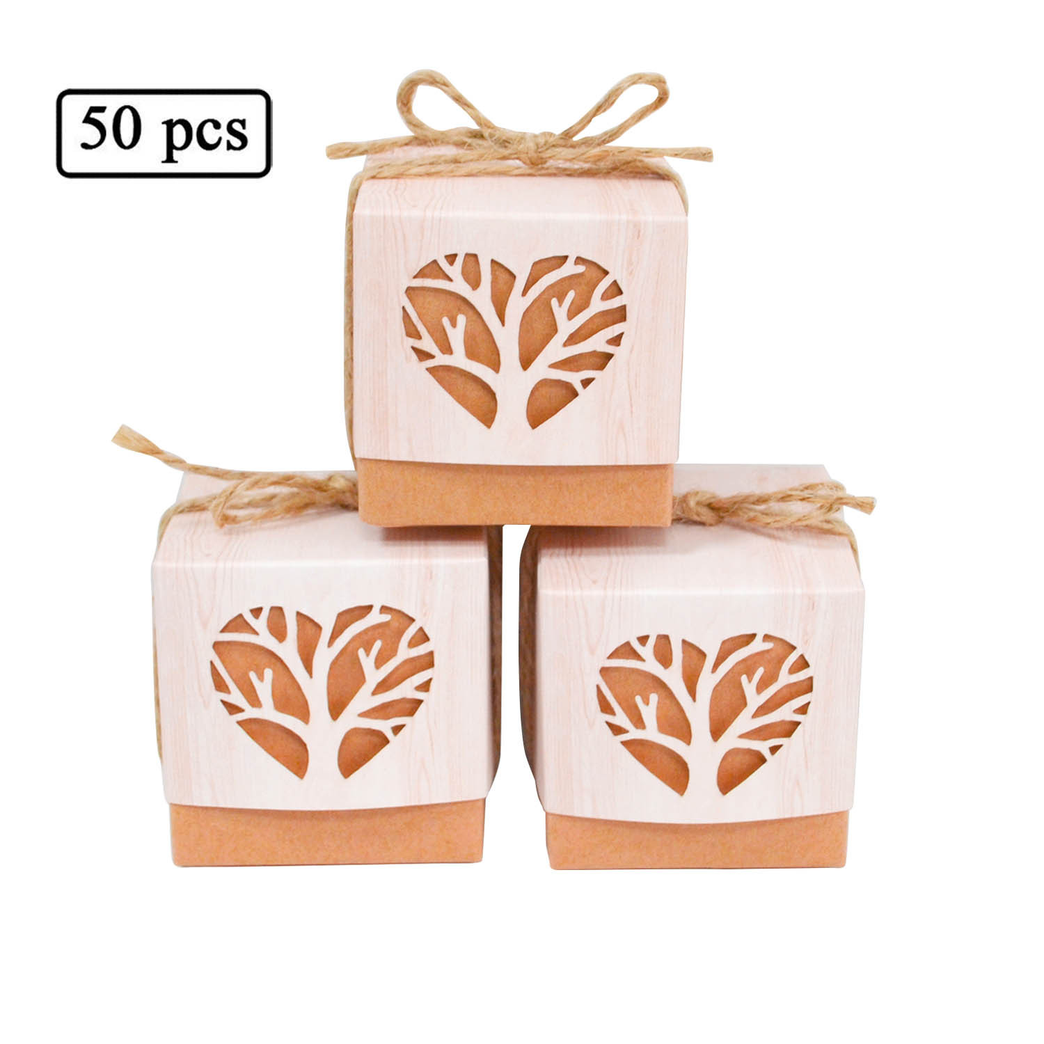2022 vintage DIY Kraft paper box creative candy box hollow love tree candy box wedding candy box wholesale