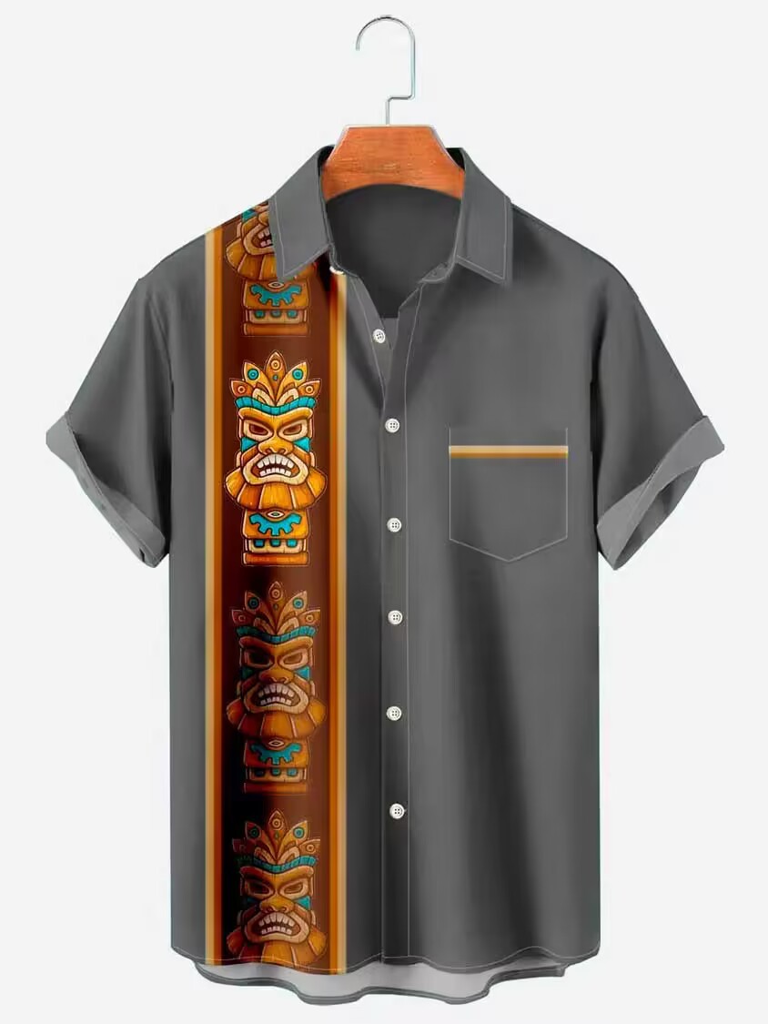 2023 Summer Men's Hawaiian Shirt Seaside Beach Vacation Short Sleeve Shirt Seaside Clothing Men
