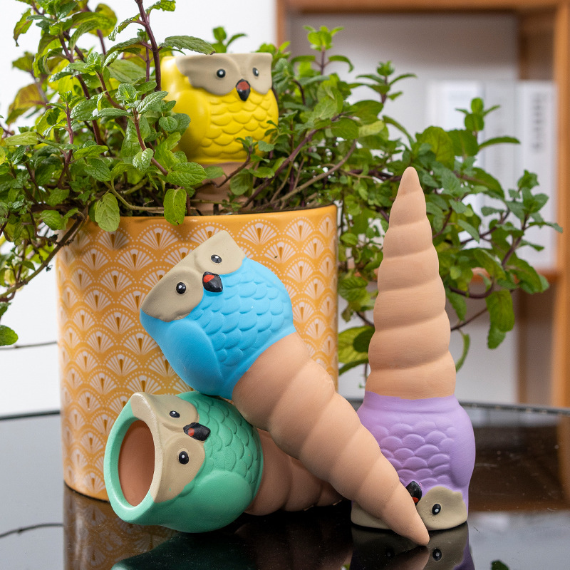 Rizenghong Ceramic No. 6 Owl Spreader Flower Watering Device Lazy Drip Irrigation Device Drip Water Watering Device Cross-border Exclusive