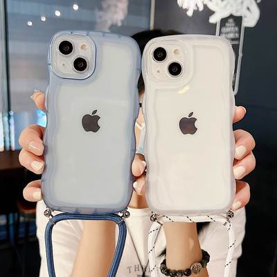 Wavy Edge Crossbody Applicable iphone15promax Phone Case Apple 16 Transparent Silicone Soft Case 11/13/14