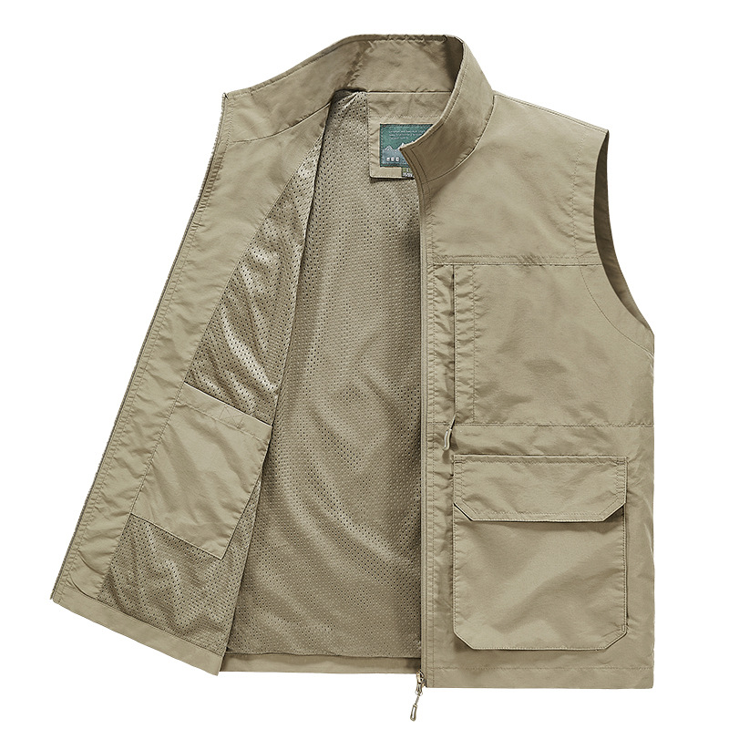 Men's Workwear Casual Vest Men's Shoulder Ware Outdoor Photography Vest Men's Middle-aged Fishing Large Size Loose Multi-pocket