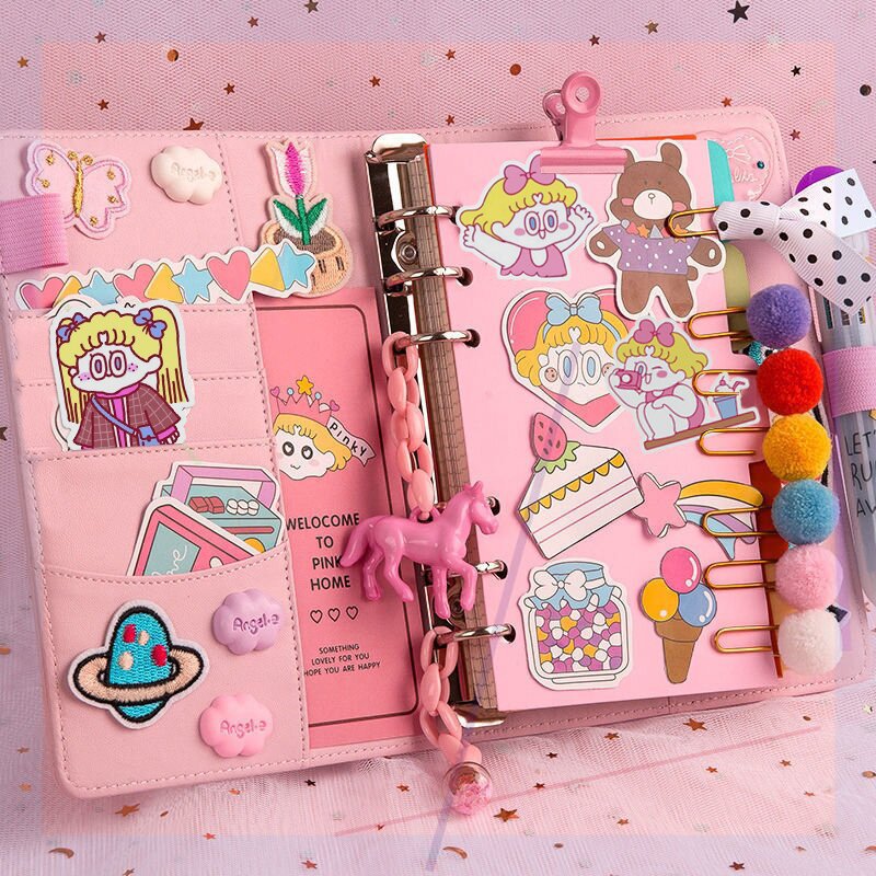 Girl loose-leaf book grid horizontal line hand Ledger b5 inner core DIY cute primary school diary notebook set