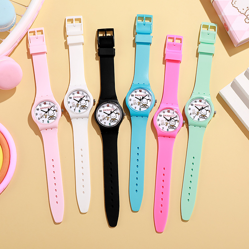 White Parchia Dog Children's Watch Wholesale Primary and Secondary School Students' Watch Quartz Watch Girls Sanrio Silicone Watch