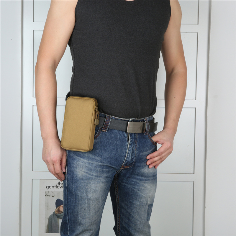 Cross-border outdoor sports belt bag hanging bag horizontal and vertical men's belt bag with bag double-layer pocket mobile phone bag