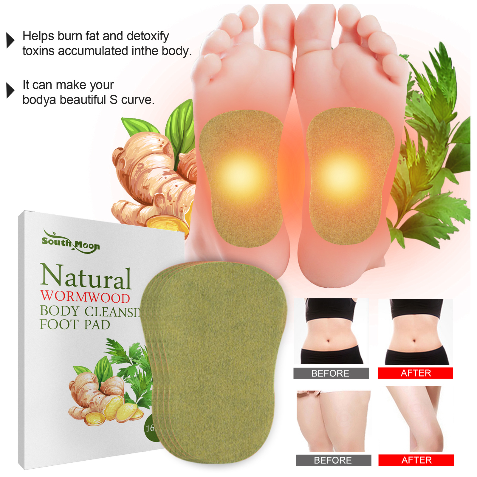 South Moon Wormwood body cleansing foot patch to relieve body slimming and body shaping to relieve body pressure foot care patch