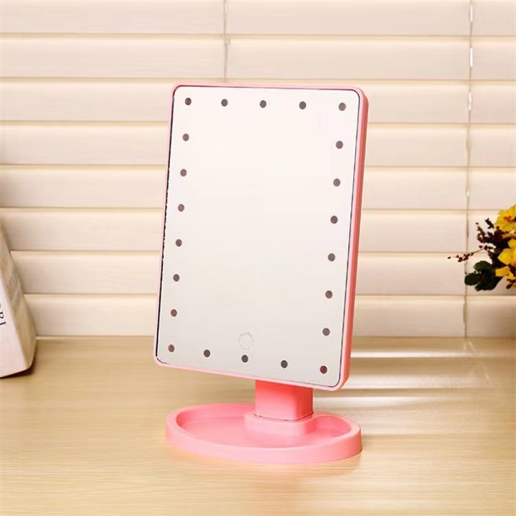 Creative led makeup mirror 16 lights 22 lights large desktop dressing mirror usb rechargeable light Beauty Mirror factory makeup