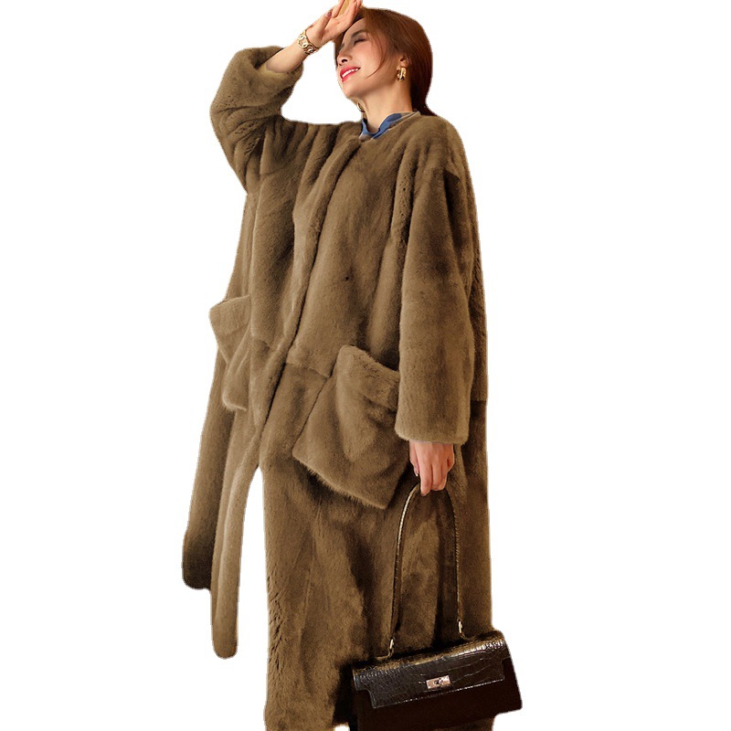 2021 New Winter Fashion Casual Faux Fur European and American Elegant Coat Women's Coat Loose Foreign Trade Mid-length