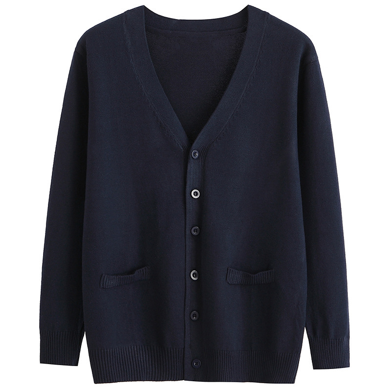 Jk Uniform Sweater in stock Japanese Couple Uniform Cardigan Student Uniform Knitted Sweater for Women Autumn navy blue
