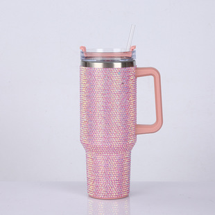 Diamond new cross-border 40oz handle Car Cup with handle large capacity ice Cup vacuum suction cup