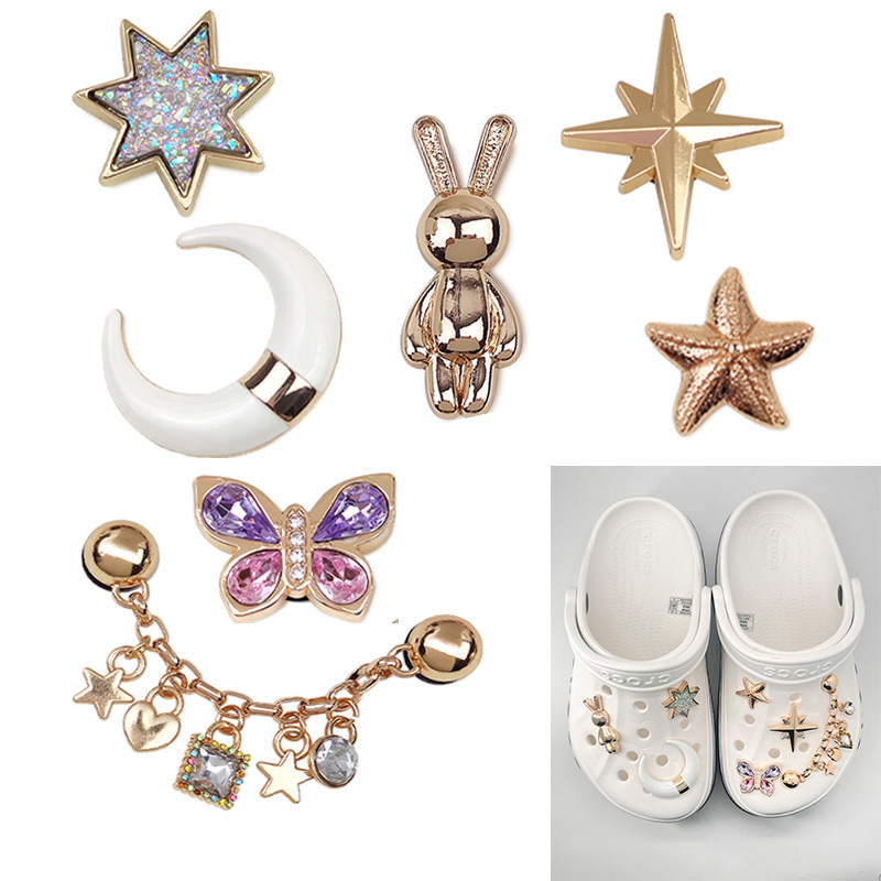2023 new shopping mall same style metal hole shoes buckle shoe flower DIY rhinestone three-dimensional shoe buckle Accessories Wholesale