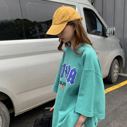 Summer new arrival letter-print short-sleeved T-shirt women's student Korean-style loose-fitting T-shirt ins Harajuku style half-sleeved trendy top