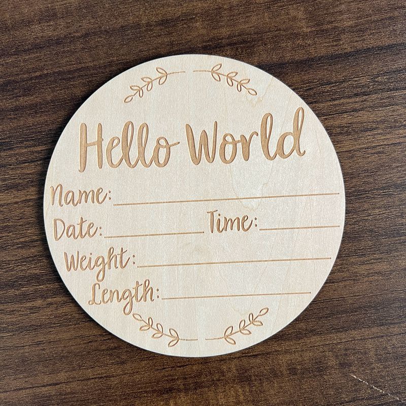 hello world baby birth announcement newborn bath gift wooden baby photo tablet props