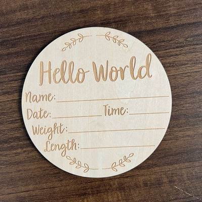 hello world baby birth announcement newborn bath gift wooden baby photo tablet props