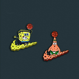 Patrick Spongebob Cartoon Alloy Brooch Cute Creative Japanese Badge All-match Pin Bag Accessories