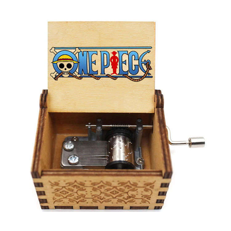 Wooden Hand Music Box Animation Color Printing Music Box Mini Music Box Creative One Piece Wooden Music Box