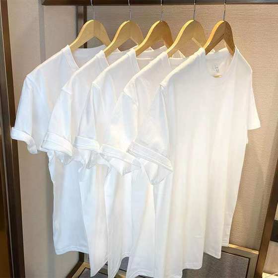 New Summer Men's Short Sleeve Solid Color Heavy Combed Cotton Round Neck Loose T-Shirt Casual Trendy Brand ins Wholesale T
