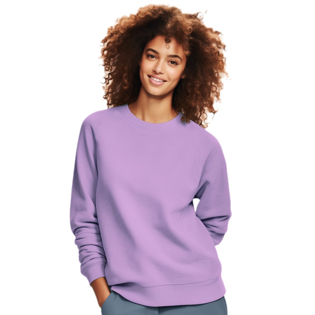 260g foreign trade fashion brand round neck sweater CVC cotton loose long sleeve T-shirt men's and women's bottoming shirt custom pattern