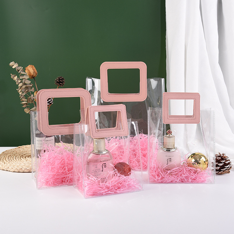 in stock Ins Style PVC Handbag Transparent Accompanying Gift Bag Candy Wedding Candy Festival Event Handbag Printable
