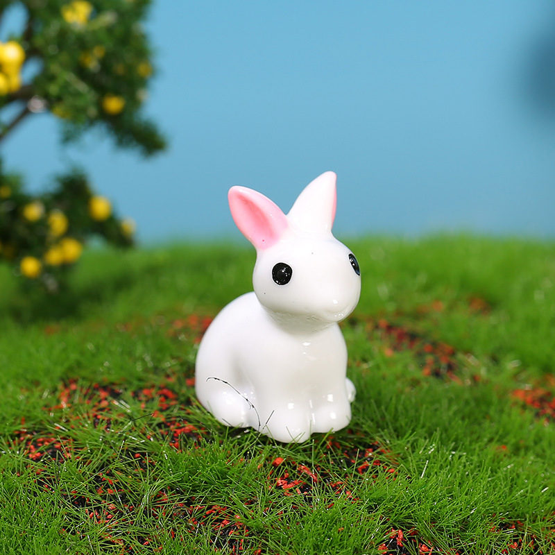 微景观摆件小白兔兔子兔斯基小耳朵小兔子树脂工艺品摆件