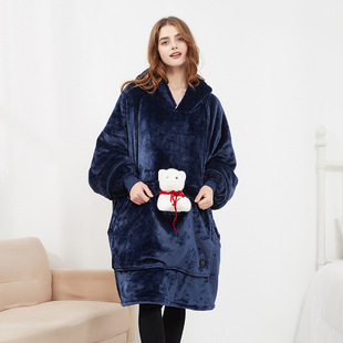 hoodie outdoor USB heating blanket hooded lazy blanket flannel double layer thick couple lazy pajamas
