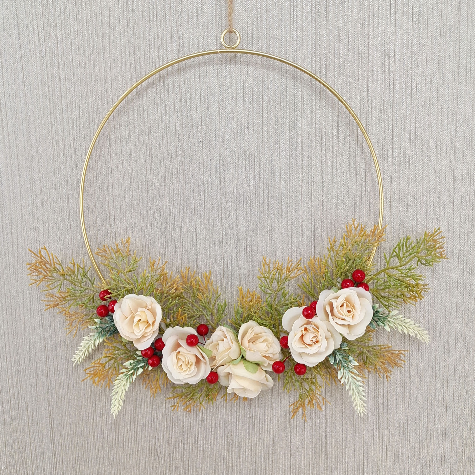 Nordic ins Style Wall Decoration Pendant Creative Hanging Simulation Plant Iron Wreath Small Pendant_voghion.com