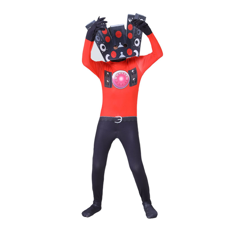 Halloween Toilet Man vs monitor Man jumpsuit cross-border hot new audio Man TV man tights cos