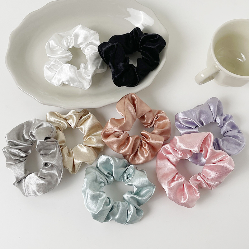 Cross-border Amazon best selling crystal segment large intestine hair ring women's horsetail head rope fashion hair accessories French hair ring wholesale