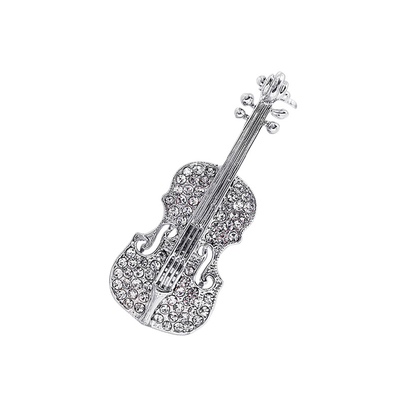 Fashion Personality Violin Brooch Women's All-match Rhinestone Pins Elegant Dropping Oil Corsage Amazon Explosions Wholesale