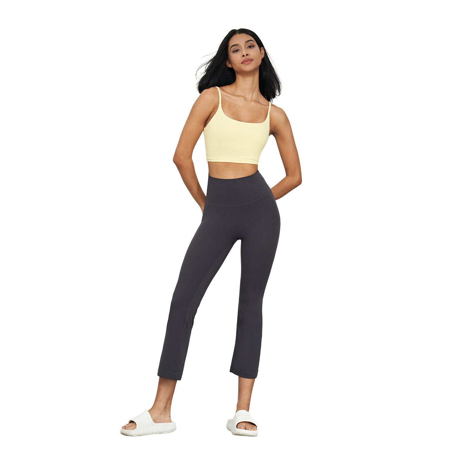 Huan Pan Clothing Micro Horn Yoga Pants High Waist Belly Peach Hip Pants Pilates Fitness Pants Tight Sports Pants for Women