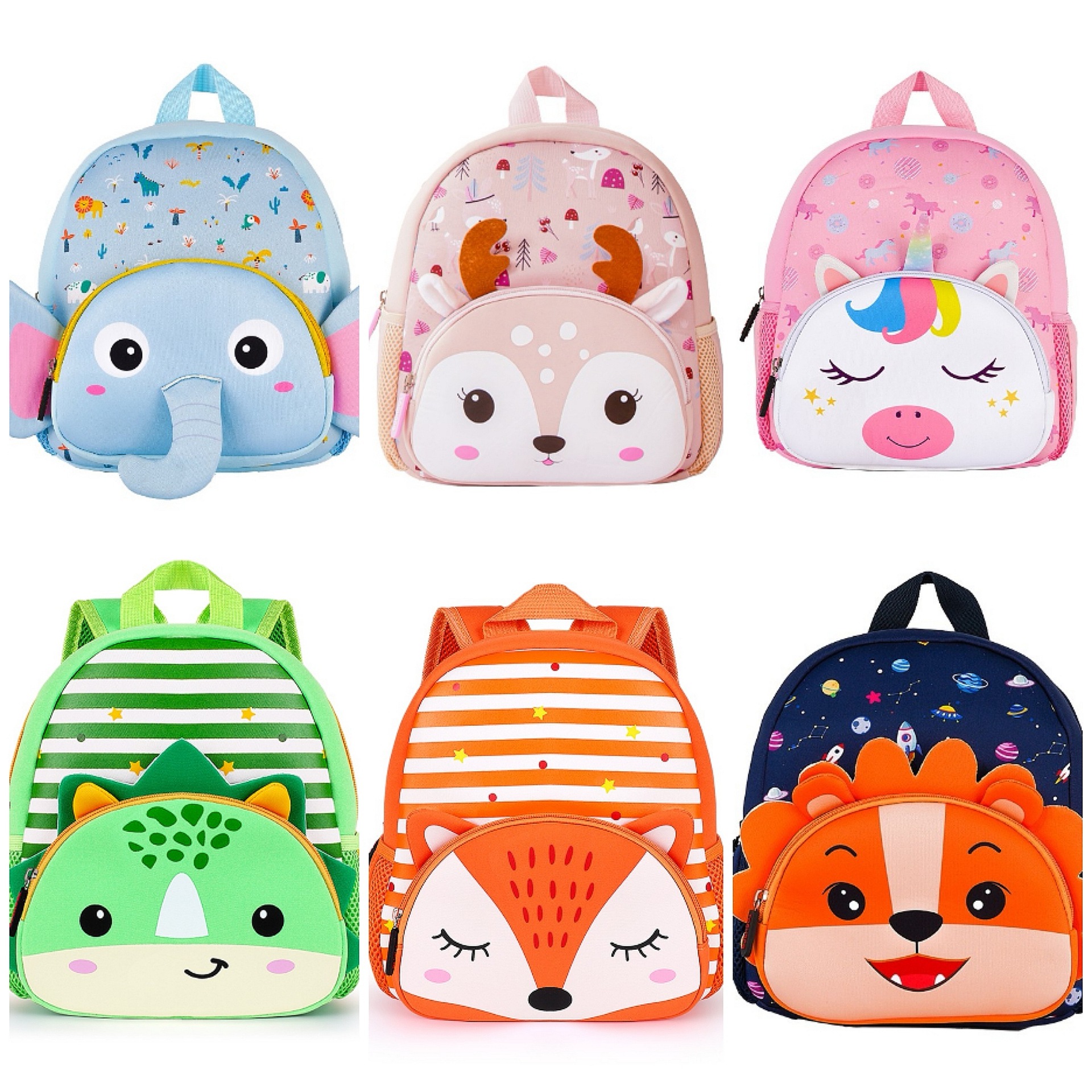 New Student Animal Cartoon Schoolbag Children Diving Material Kindergarten Backpack Dinosaur Unicorn Schoolbag Wholesale