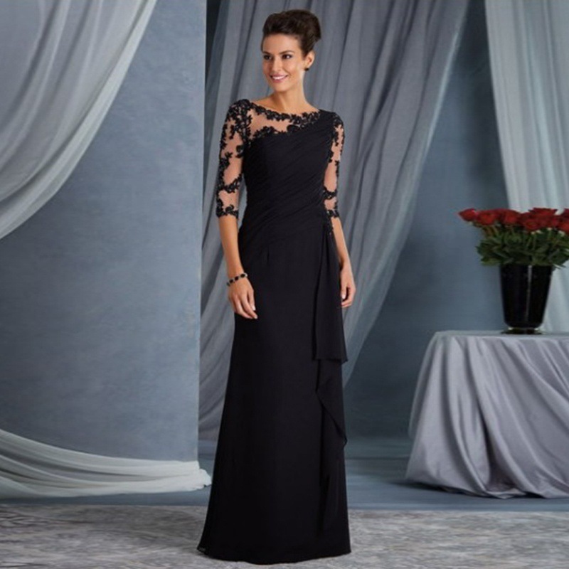 G102 European and American women's foreign trade long lace perspective round neck sleeve dress dress cross-border for new