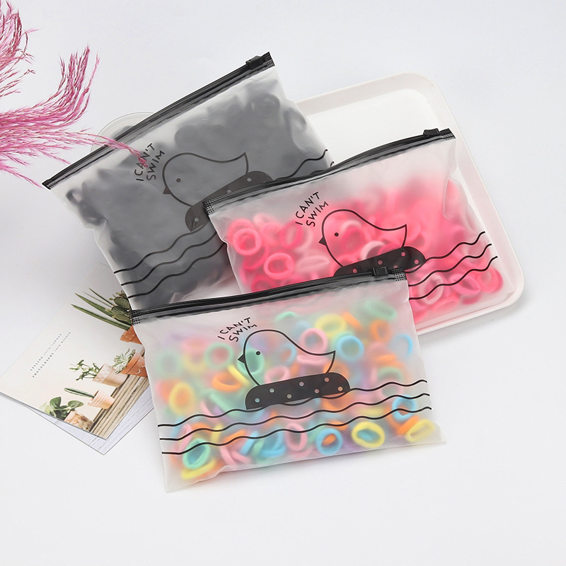 In stock wholesale PE frosted chicken zipper bag hair ring underwear socks zipper bag student stationery pen storage bag