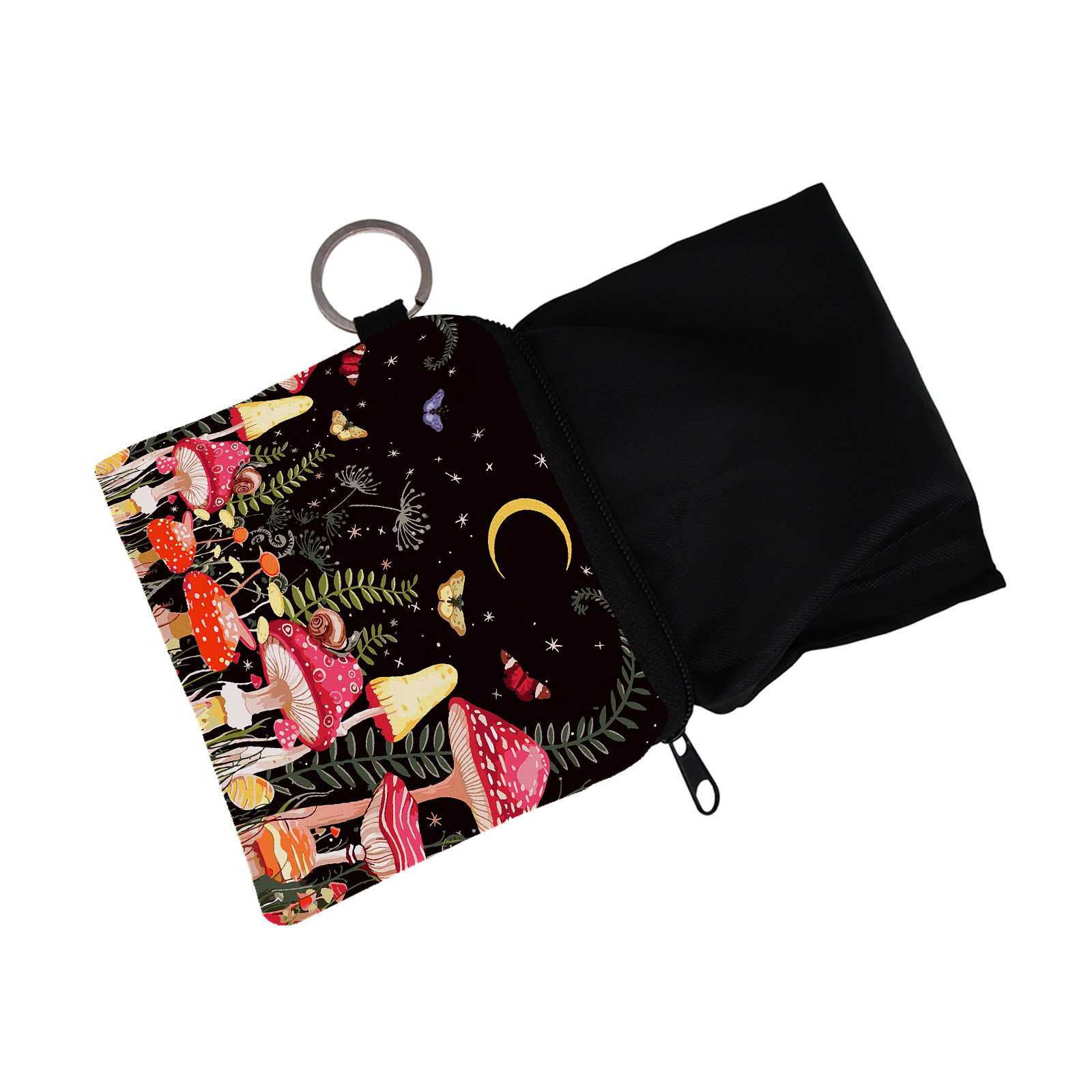 Amazon New Colorful Mushroom Printed Coin Purse Water-repellent Portable Personalized Storage Card Case Key Case