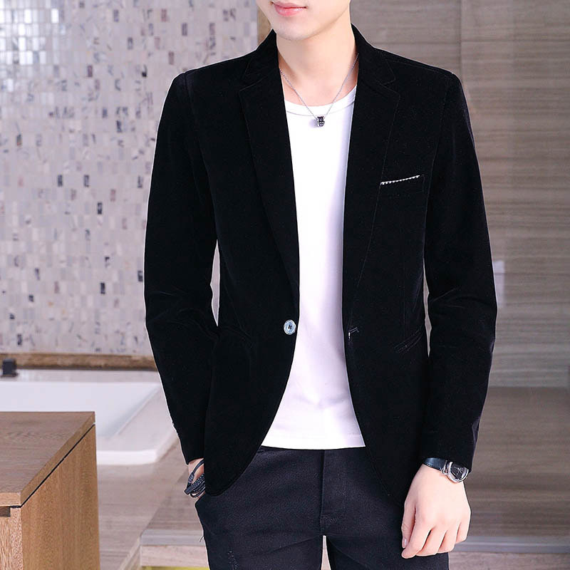 Cross-border supply of gold velvet casual small suit men's autumn new youth slim one-button single western coat