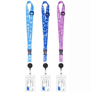 Factory thermal transfer easy pull buckle adjustable cruise ship lanyard ship ticket card tag badge travel work card strap