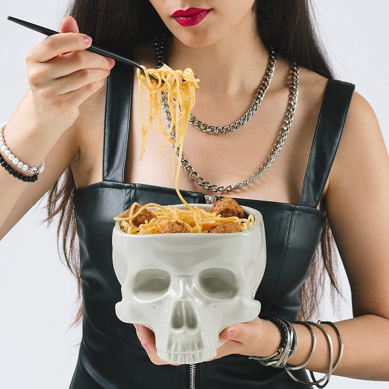 ハロウィーン人間スカルボウルスパゲッティボウルセラミック工芸品置物食器家庭料理キャンディーボウル|undefined