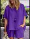 2022 spring and summer new suit fashion temperament loose short sleeve shorts cotton and linen two-piece set