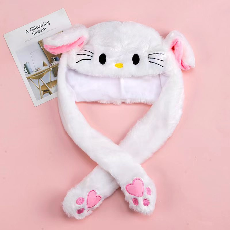 Tiktok same cute ears rabbit hat parent-child plush ears moving hat cartoon hat long ear hat