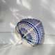New bamboo fan-dark blue 30x38cm