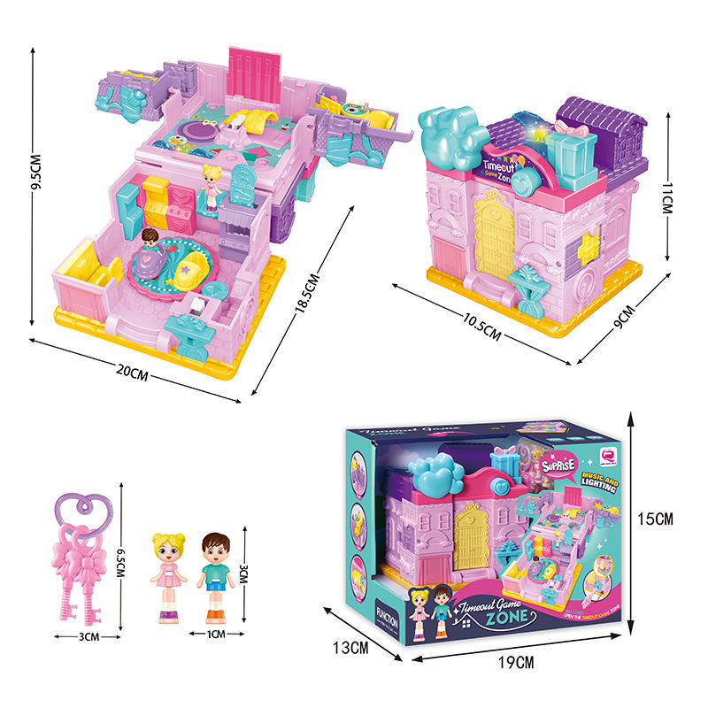 Cross-border girl's play house toy house surprise and changeable mini princess villa simulation doll house with light and music