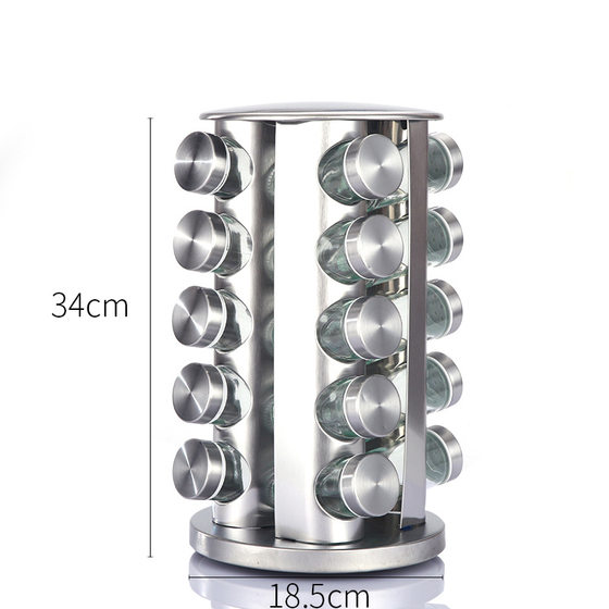 Cross-border Kitchen Supplies Rotating Seasoning Rack Household Rotating Seasoning Tank Stainless Steel Iron Spice Storage Seasoning Box Set