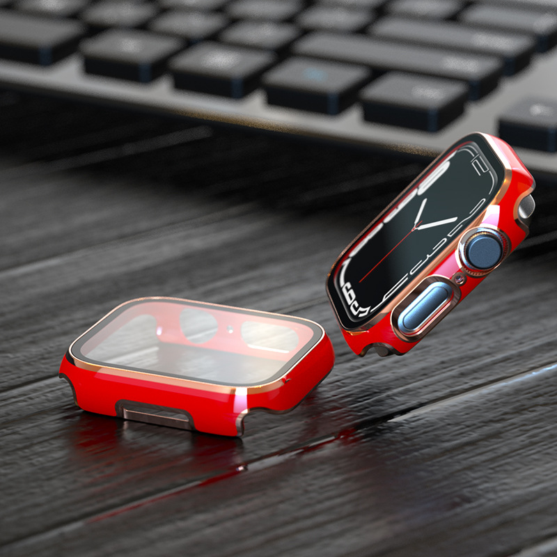 For apple Watch apple iwatch7 apple Watch Case Two-color pc + Electroplated Integrated Watch Protective Cover