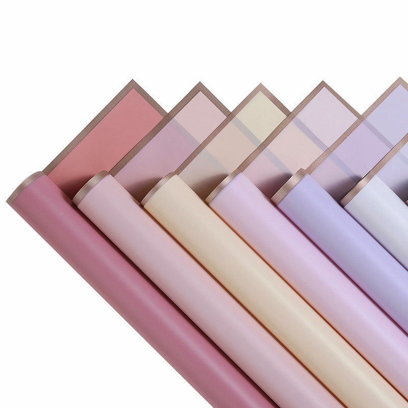 Golden edge jelly film translucent matte paper waterproof flower wrapping paper flower shop floral bouquet rose bag flower material