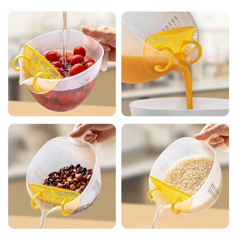 Filter measuring cup large capacity with scale egg liquid plastic egg beating cup egg baking with filter screen kitchen rice washing bowl