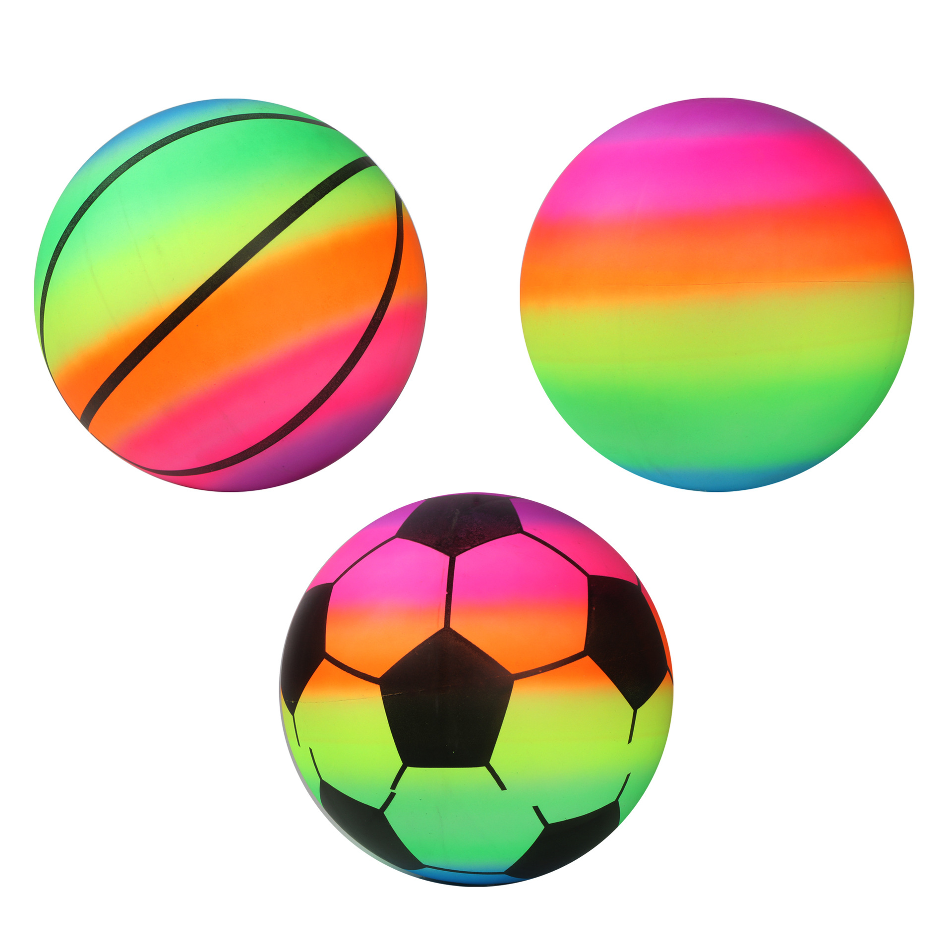 Cross Border Rainbow Ball 9 Inch Printed Football Basketball Rainbow Ball Set Inflatable Toy Ball Children Inflatable Ball Toy