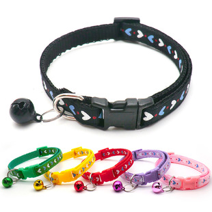 Pet collar dog rope dog collar traction color square buckle love print cartoon wind with Bell