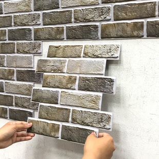 Antique green brick 3D three-dimensional Wall self-pasting creative restaurant Dado renovation decoration moisture-proof TV background wall Commercial