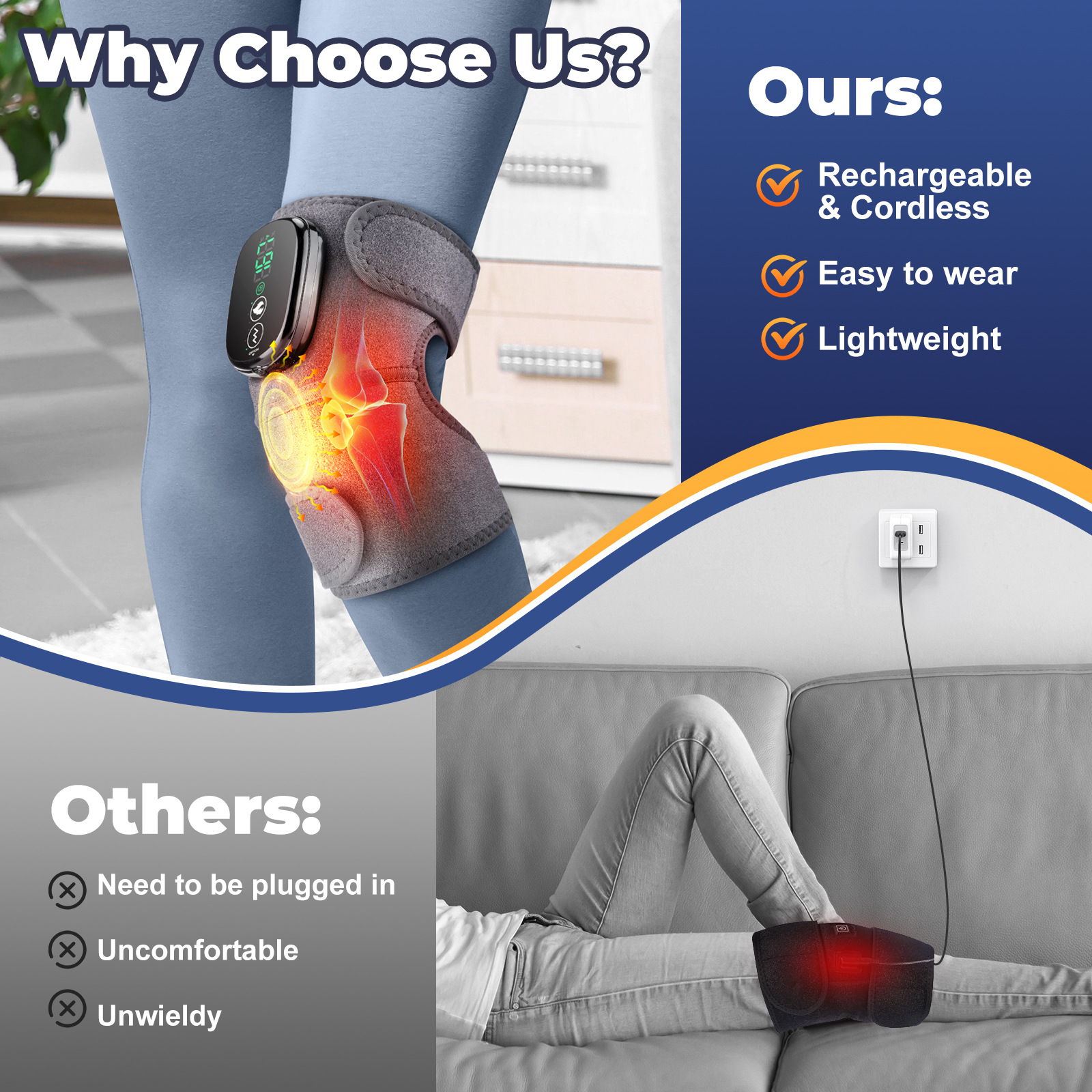 Cross-border hot physiotherapy thermal electric heating knee pad shoulder pad usb charging old cold leg elderly vibration massager